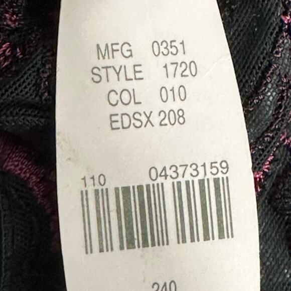 NWT Victoria’s Secret Bra Panty Set Womens 36C L Black Burgundy Floral Sheer - Picture 7 of 7